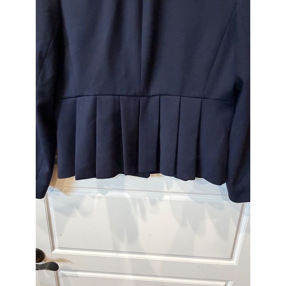 J. Crew Navy Blazer Pleated Back Gold Button Size 16 Coastal Nautical Preppy - Picture 7 of 12